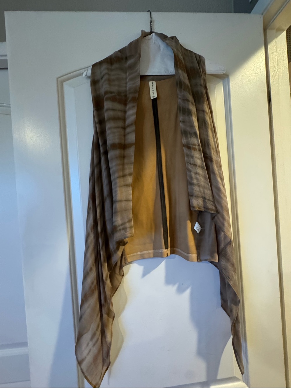 Women’s Brown Draped Open-Front Vest by Maggie Ward